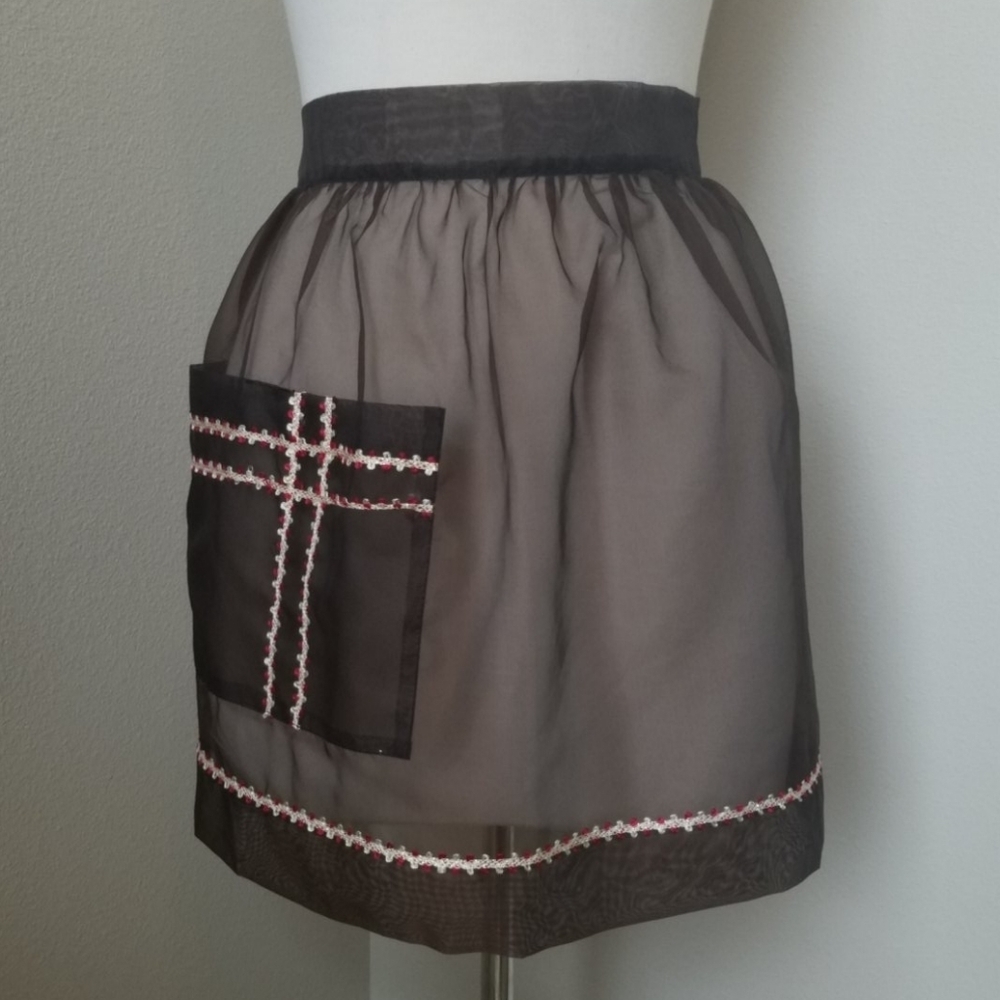 Vintage Handmade Sheer Brown Half Apron